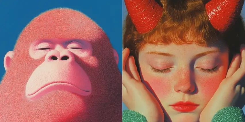 MJ风格种子sref代码分享：奇幻拟人动物肖像童话插画风