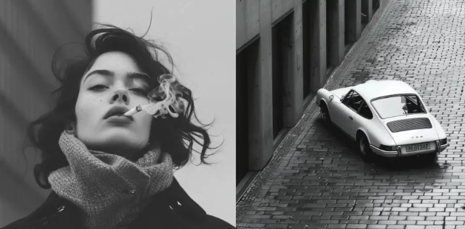 MJ风格种子sref代码分享：黑白极简现代时尚摄影风