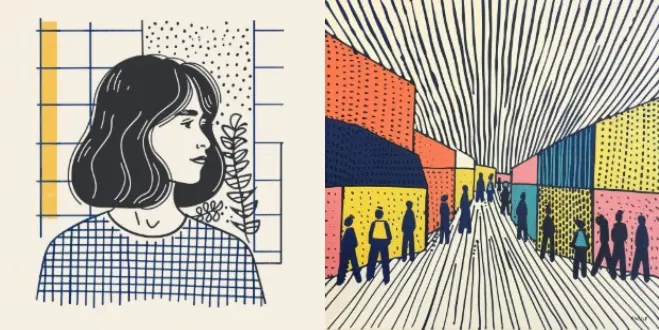 极简线条几何插画风MJ风格种子（sref代码分享）