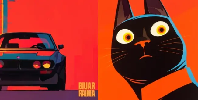 复古平面平涂色彩图形风MJ风格种子（sref代码分享）